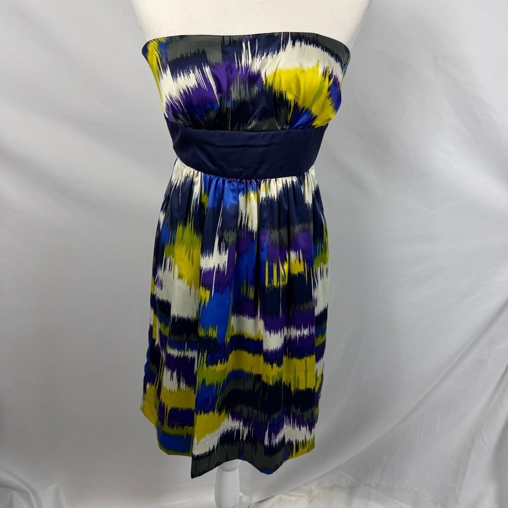 NWT Max and Cleo BCBG Strapless Satin Cocktail Dress Multicolor